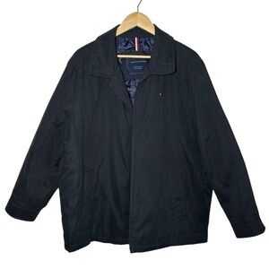 Tommy Hilfiger Bomber Jacket Men's Black Water Wind Resistant XL Quilted Light